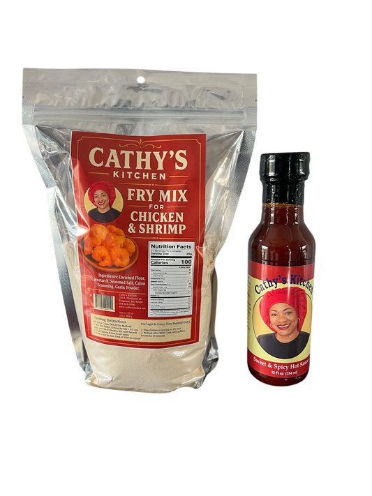 Cathy’s Kitchen Fry Mix + Sweet & Spicy Hot Sauce (Best Seller Combo - Save 10% Now)
