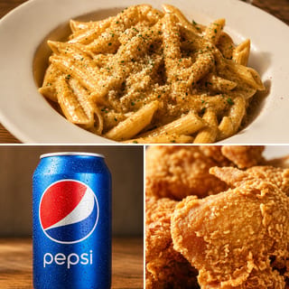 Cajun Chicken Pasta, 2 Whole Wings and a Drink