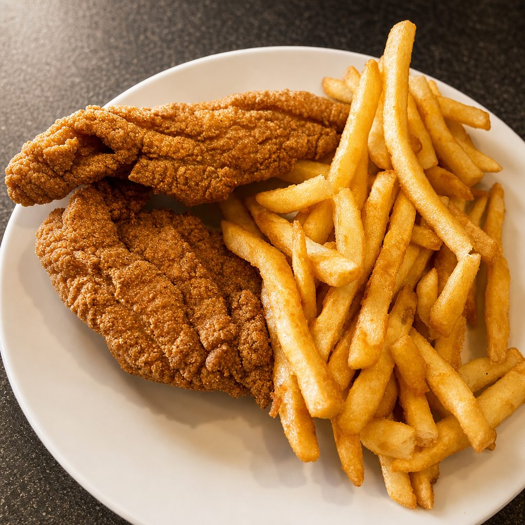 2 Catfish Fillets & Fries.