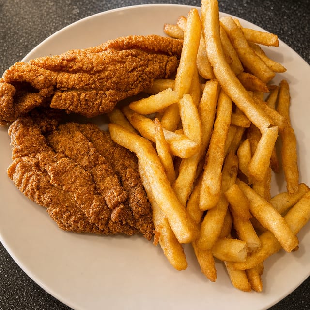 2 Catfish Fillets & Fries.