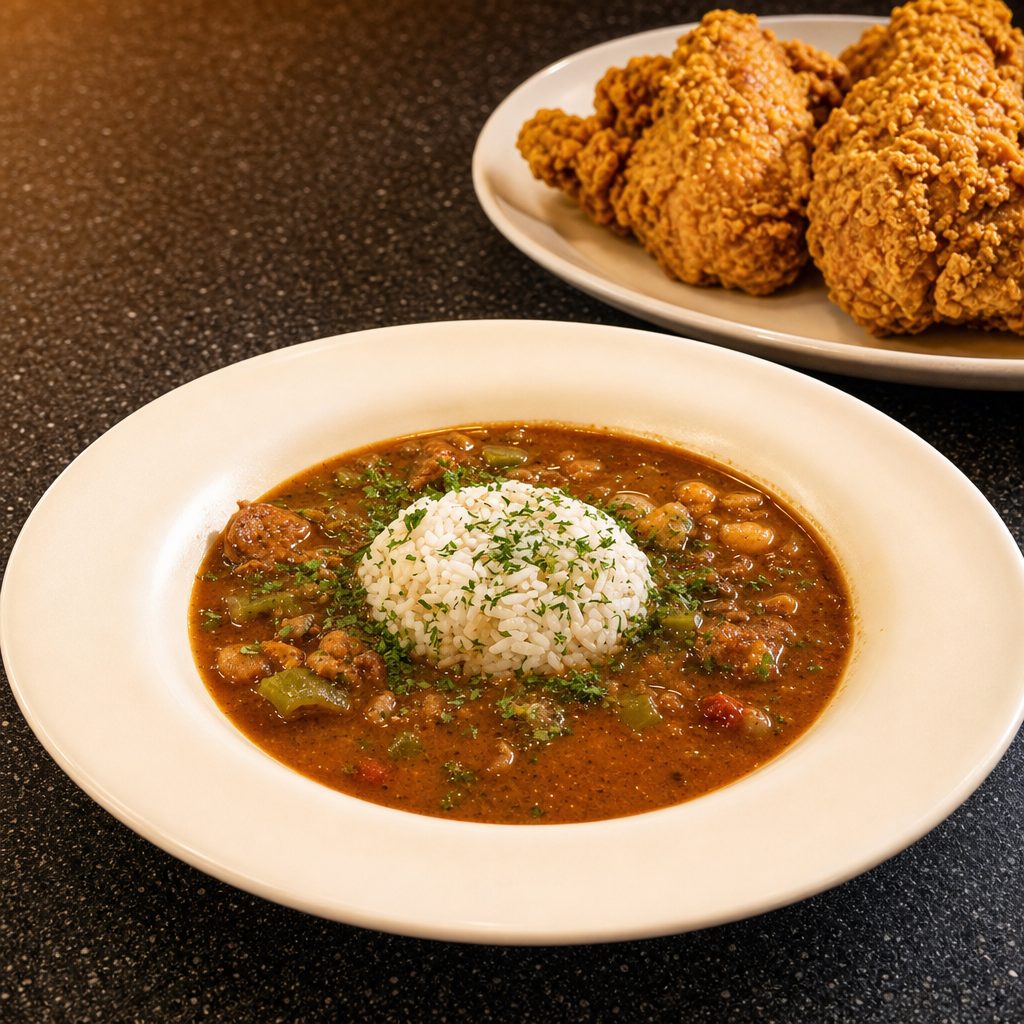 3 Whole Wings & Cup of Gumbo.
